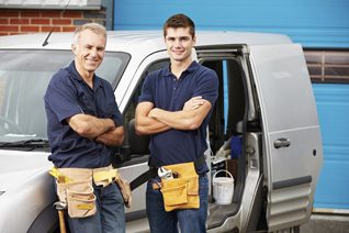 Repair men and truck