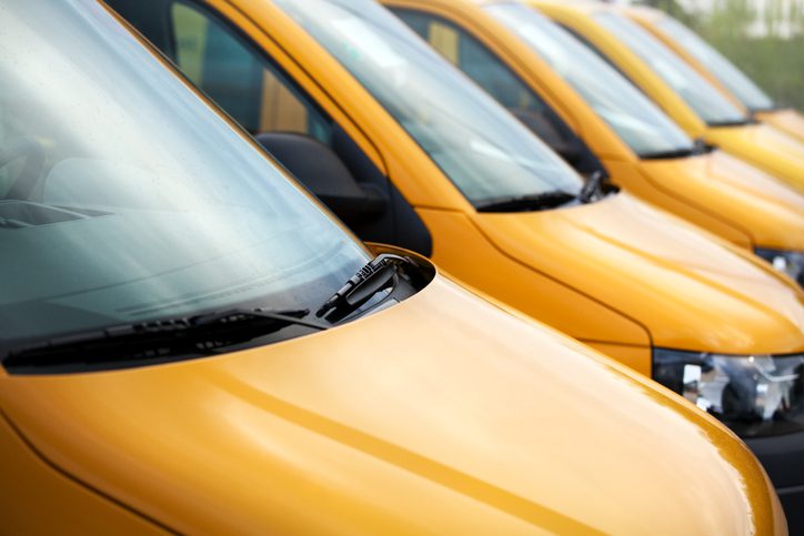 close up of fleet vehicles in a row